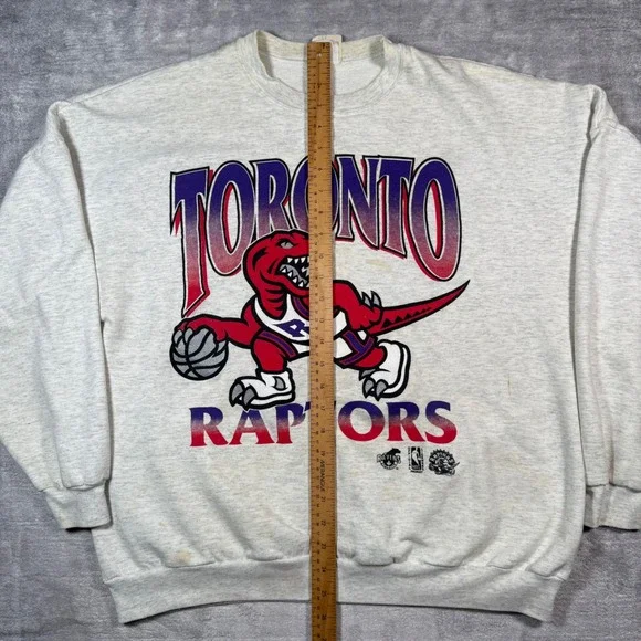 Toronto Raptors Sweatshirt Mens XL Grey Vintage 90s Ravens Athletic NBA Crewneck - Picture 12 of 15